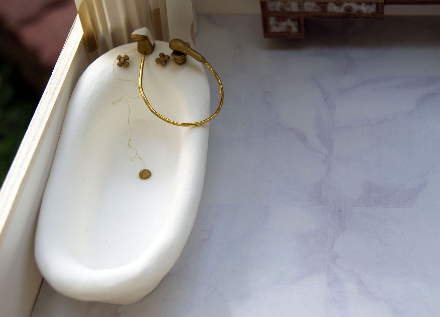 紙紮古典搪瓷浴缸俯視